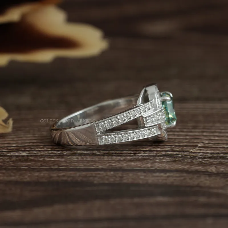 Cushion Cut Moissanite Halo Engagement Ring view 9