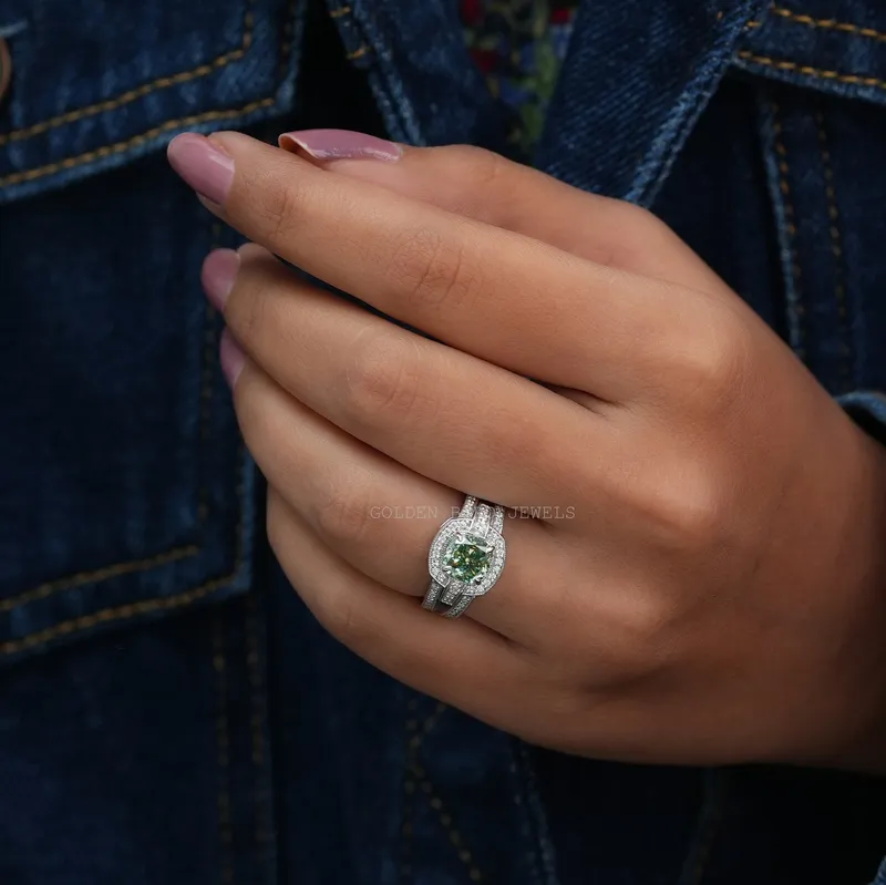 Cushion Cut Moissanite Halo Engagement Ring view 3