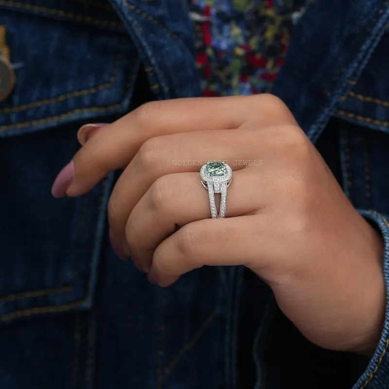Cushion Cut Moissanite Halo Engagement Ring view 4
