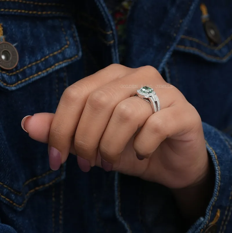 Cushion Cut Moissanite Halo Engagement Ring view 5