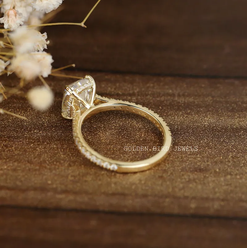 Cushion Cut Moissanite Hidden Halo Moissanite Ring vy 10