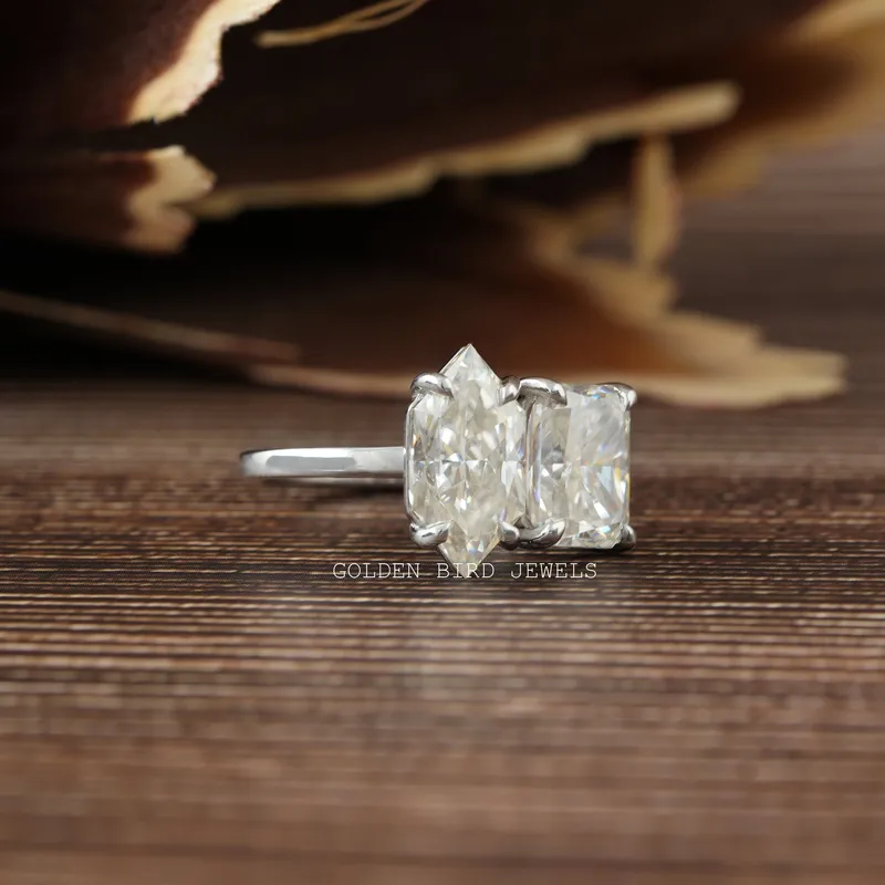 Dutch Marquise & Radiant Cut Moissanite Toi Et Moi Ring vy 6