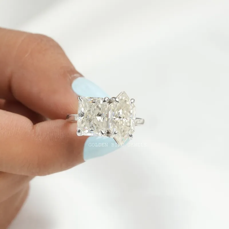 Dutch Marquise & Radiant Cut Moissanite Toi Et Moi Ring vy 4