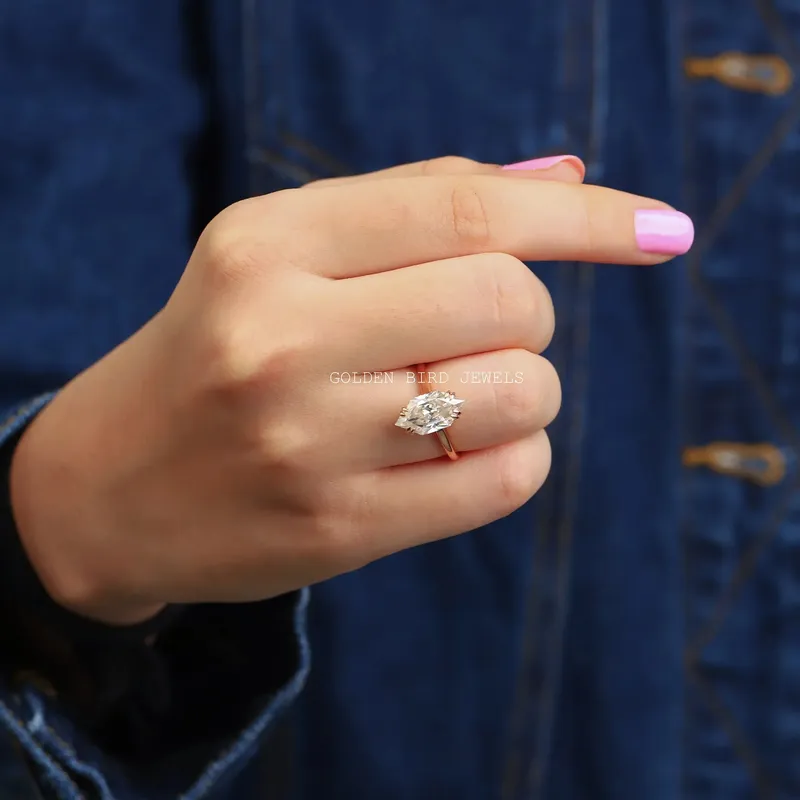 Dutch Marquise Cut Hidden Halo Moissanite Ring vy 4