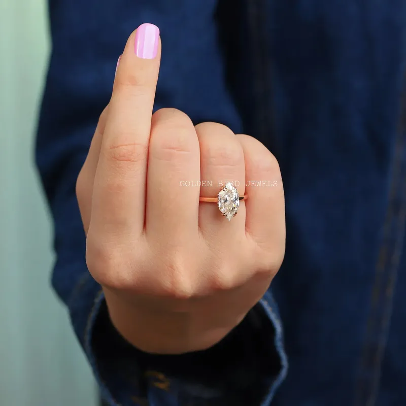 Dutch Marquise Cut Hidden Halo Moissanite Ring vy 3