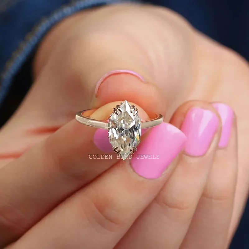 Dutch Marquise Cut Hidden Halo Moissanite Ring vy 6