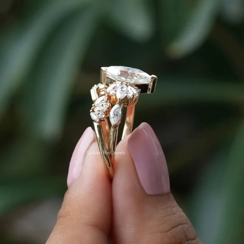 Dutch Marquise Cut Moissanite Ring Set view 2