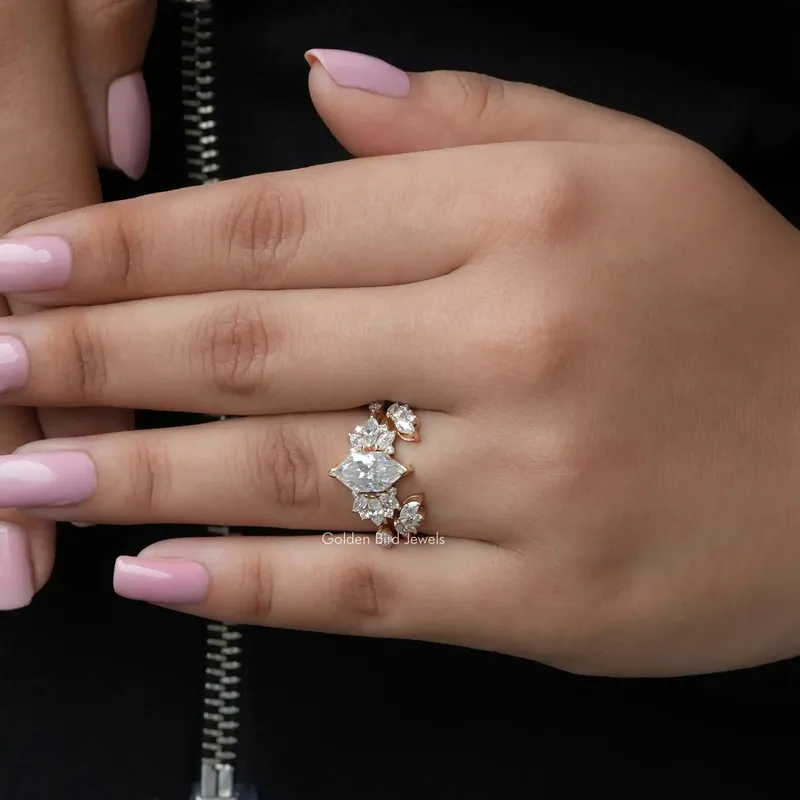 Dutch Marquise Cut Moissanite Ring Set view 7
