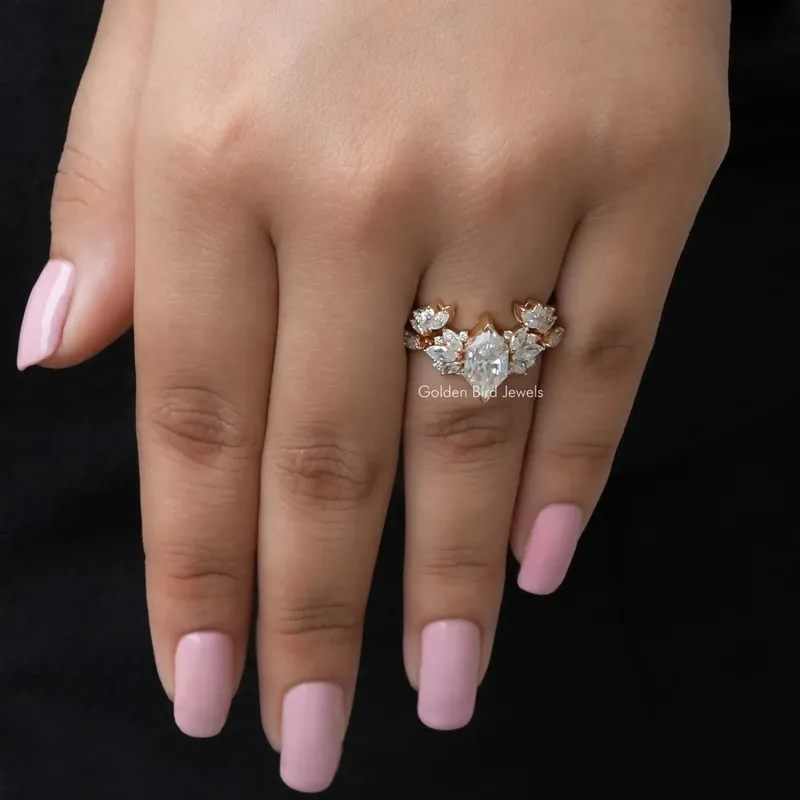 Dutch Marquise Cut Moissanite Ring Set view 6