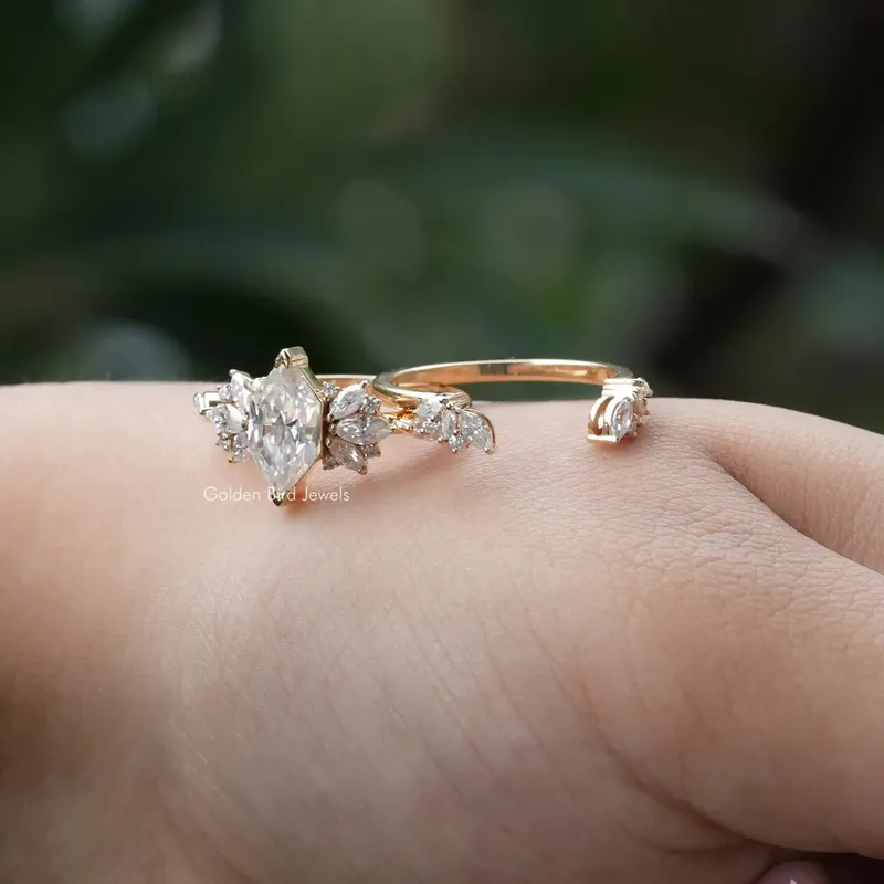 Dutch Marquise Cut Moissanite Ring Set view 3