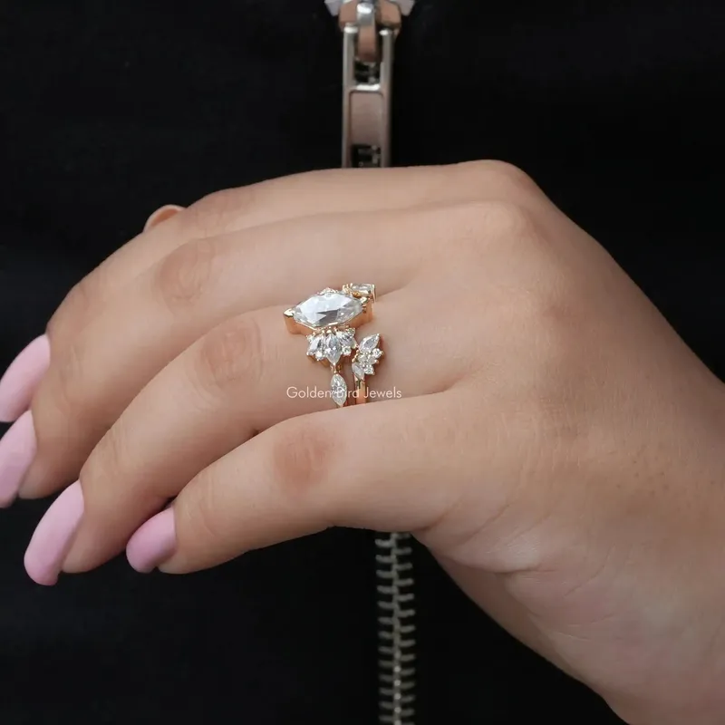 Dutch Marquise Cut Moissanite Ring Set view 5
