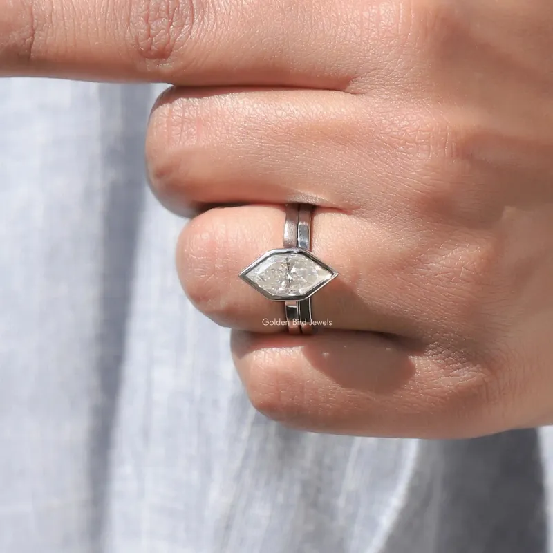 Dutch Marquise Cut Moissanite Solitaire Set vy 8