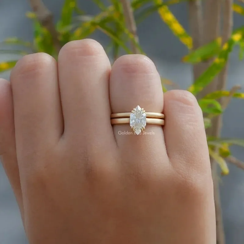 Dutch Marquise Cut Moissanite Wedding Ring Set view 3