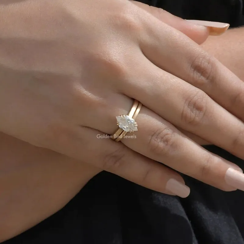 Dutch Marquise Cut Moissanite Wedding Ring Set view 6