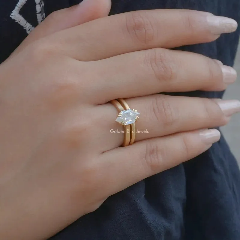 Dutch Marquise Cut Moissanite Wedding Ring Set view 5