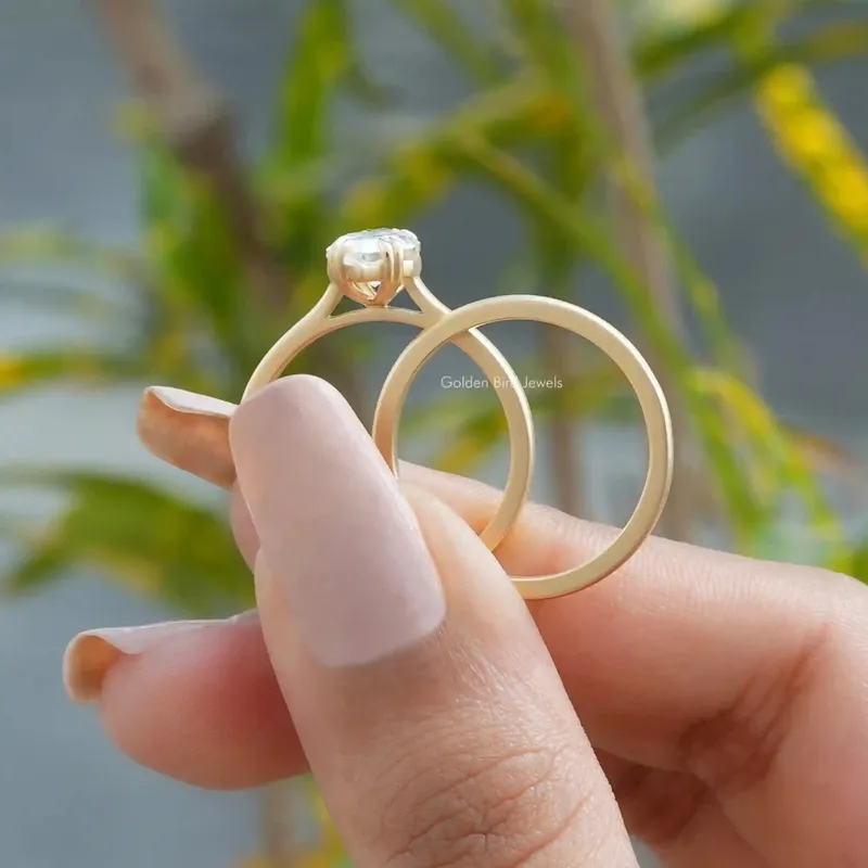 Dutch Marquise Cut Moissanite Wedding Ring Set view 2