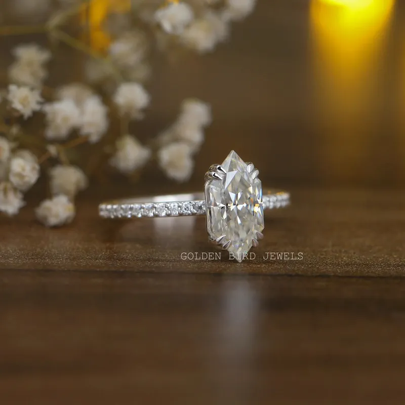 Dutch Marquise Cut Solitaire Accent Moissanite Engagement Ring view 6