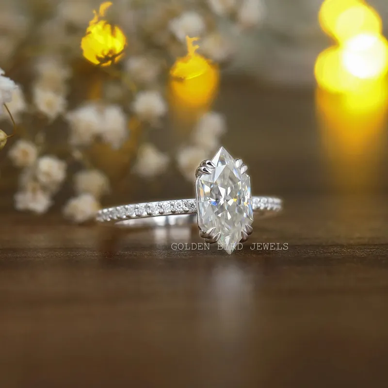 Dutch Marquise Cut Solitaire Accent Moissanite Engagement Ring view 4