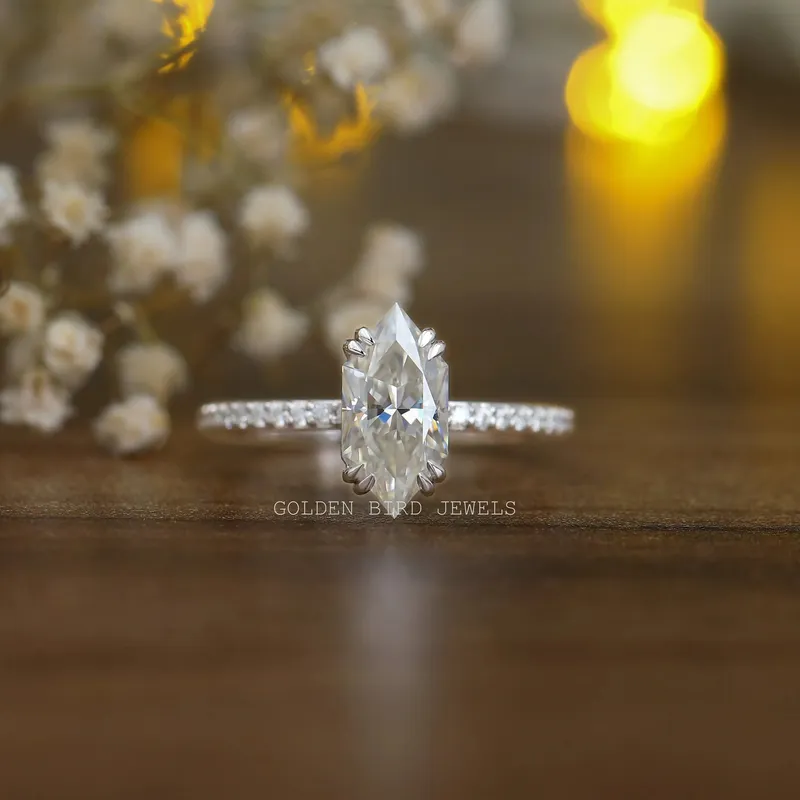 Dutch Marquise Cut Solitaire Accent Moissanite Engagement Ring round cut engagement ring
