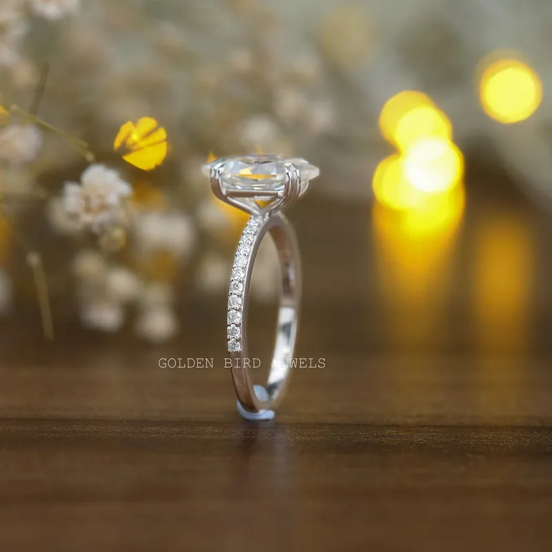 Dutch Marquise Cut Solitaire Accent Moissanite Engagement Ring view 9