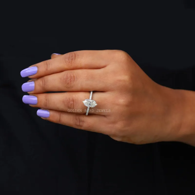Dutch Marquise Cut Solitaire Accent Moissanite Engagement Ring view 2
