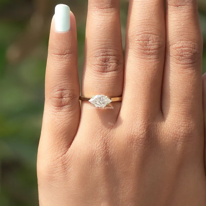 Dutch Marquise Moissanite East To West Set Solitaire Ring view 4