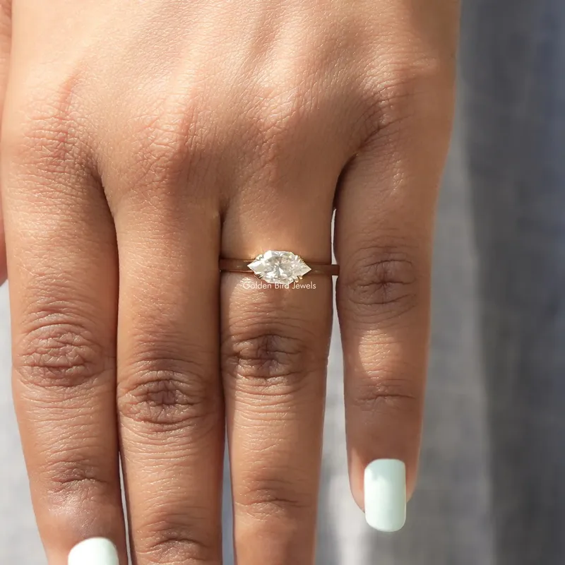 Dutch Marquise Moissanite East To West Set Solitaire Ring view 7