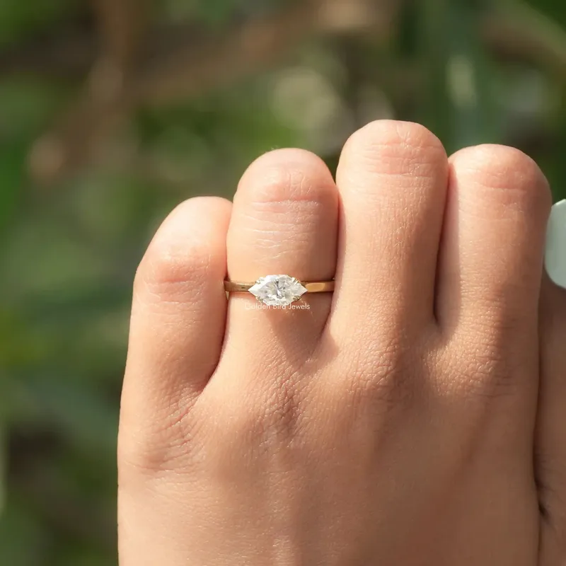 Dutch Marquise Moissanite East To West Set Solitaire Ring view 5