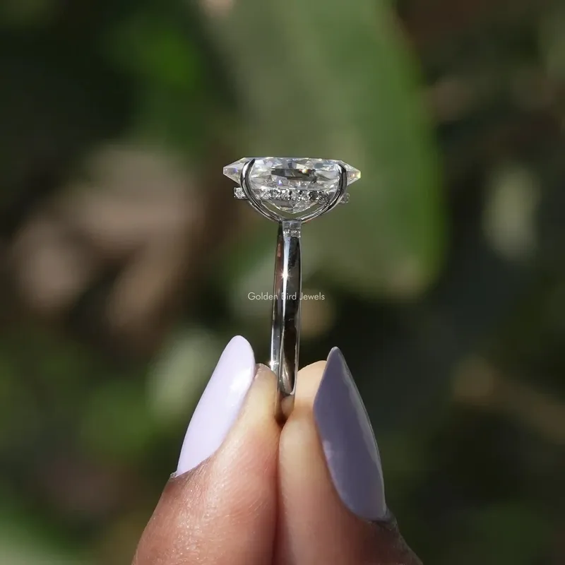Dutch Marquise Moissanite Hidden Halo Ring view 2