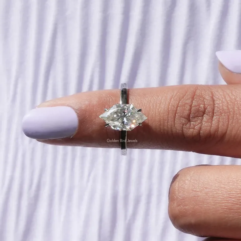 Dutch Marquise Moissanite Hidden Halo Ring view 6