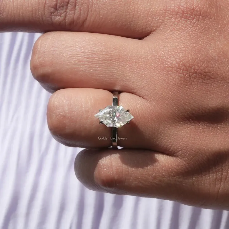 Dutch Marquise Moissanite Hidden Halo Ring view 7