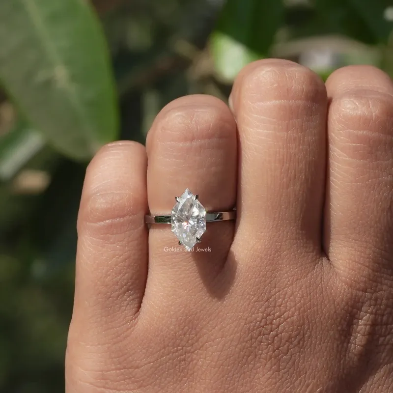 Dutch Marquise Moissanite Hidden Halo Ring view 5