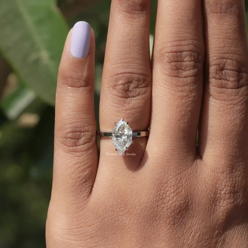 Dutch Marquise Moissanite Hidden Halo Ring view 4