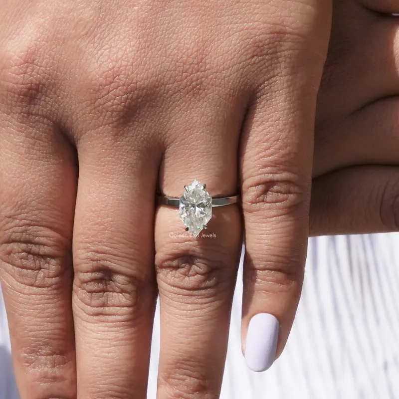 Dutch Marquise Moissanite Hidden Halo Ring view 8