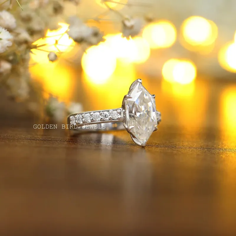 Dutch Marquise Solitaire Moissanite Engagement Ring view 5