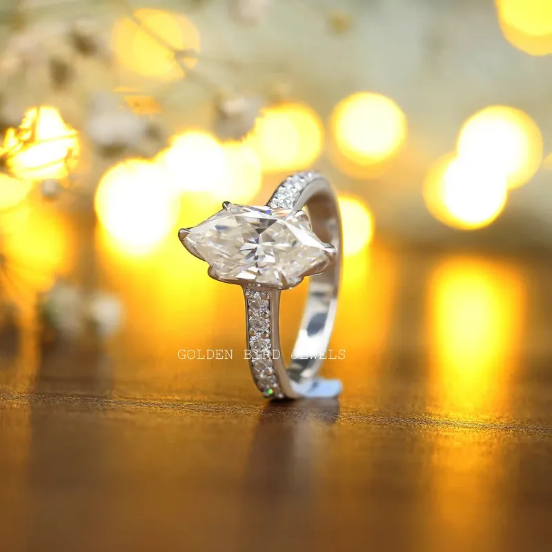 Dutch Marquise Solitaire Moissanite Engagement Ring view 4