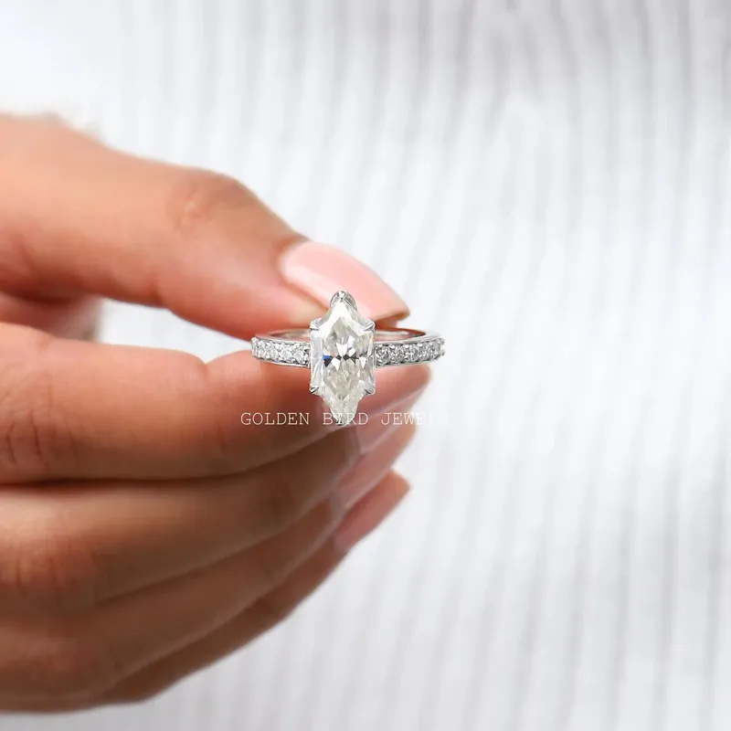 Dutch Marquise Solitaire Moissanite Engagement Ring view 7
