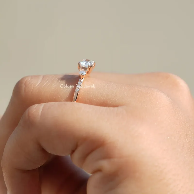 East West Colorless Radiant Cut Moissanite Engagement Ring vy 8
