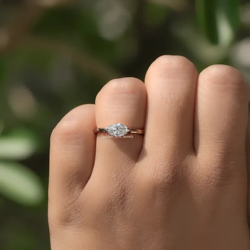 East West Marquise Moissanite Solitaire Ring view 5