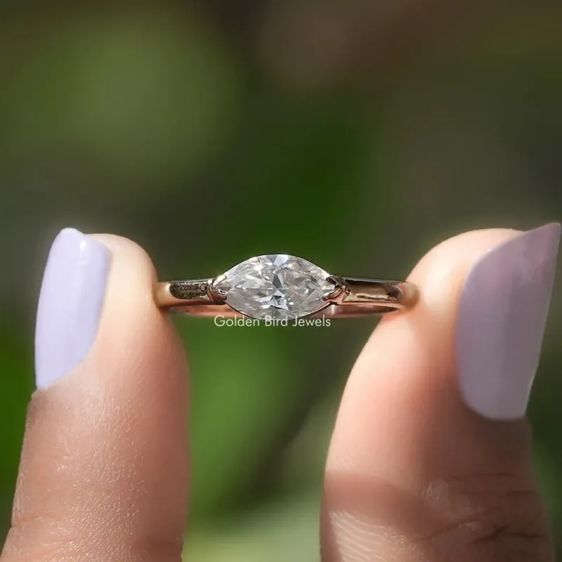 East West Marquise Moissanite Solitaire Ring engagement ring
