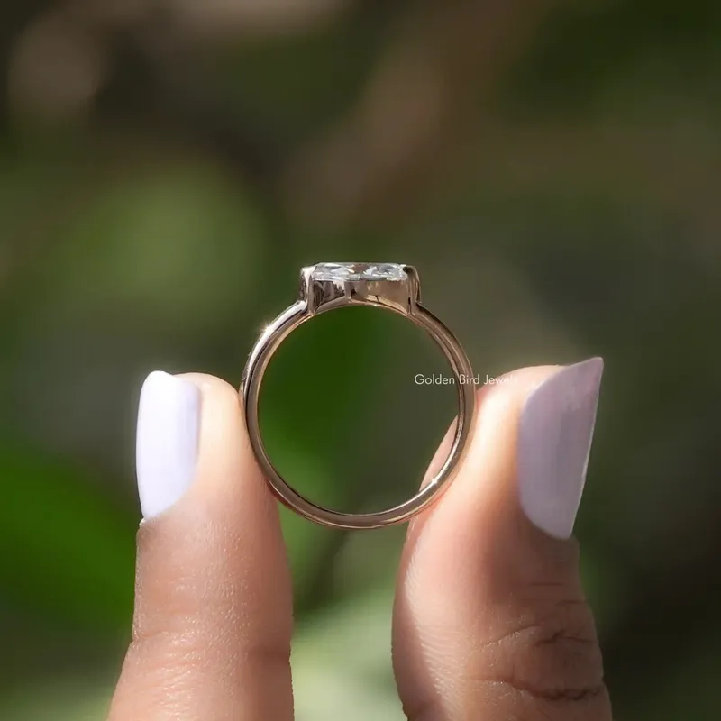 East West Marquise Moissanite Solitaire Ring view 2