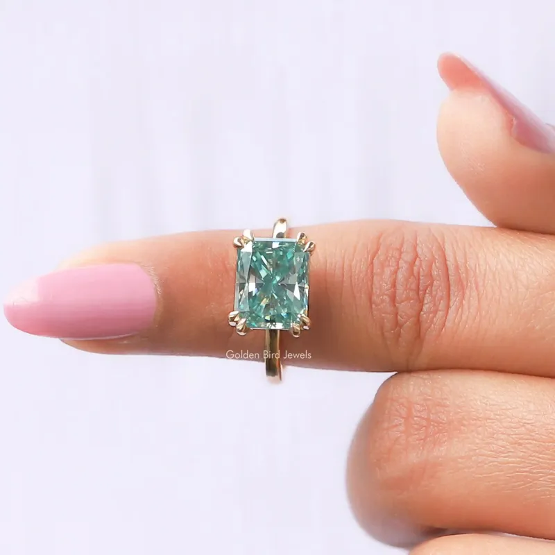 East West Radiant Cut Moissanite Engagement Ring vy 8