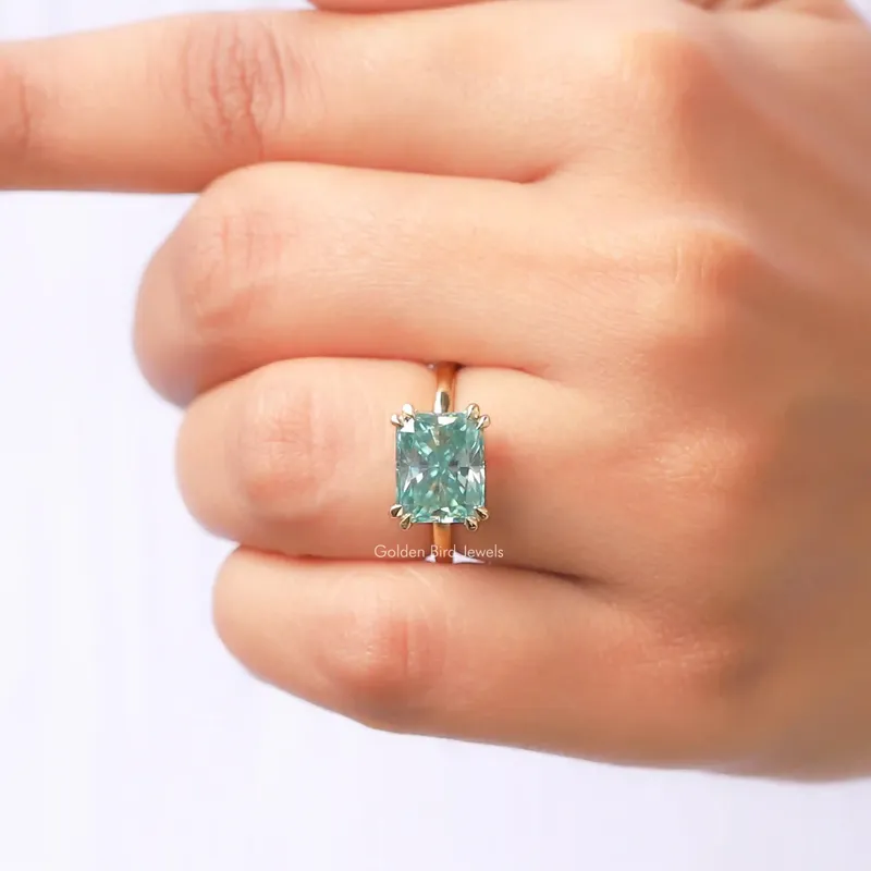 East West Radiant Cut Moissanite Engagement Ring vy 7
