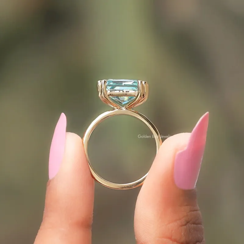 East West Radiant Cut Moissanite Engagement Ring vy 2