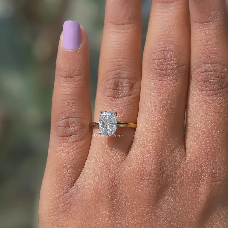 Elongated Cushion Cut Lab Diamond Solitaire Ring view 2
