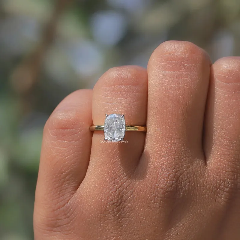 Elongated Cushion Cut Lab Diamond Solitaire Ring view 5