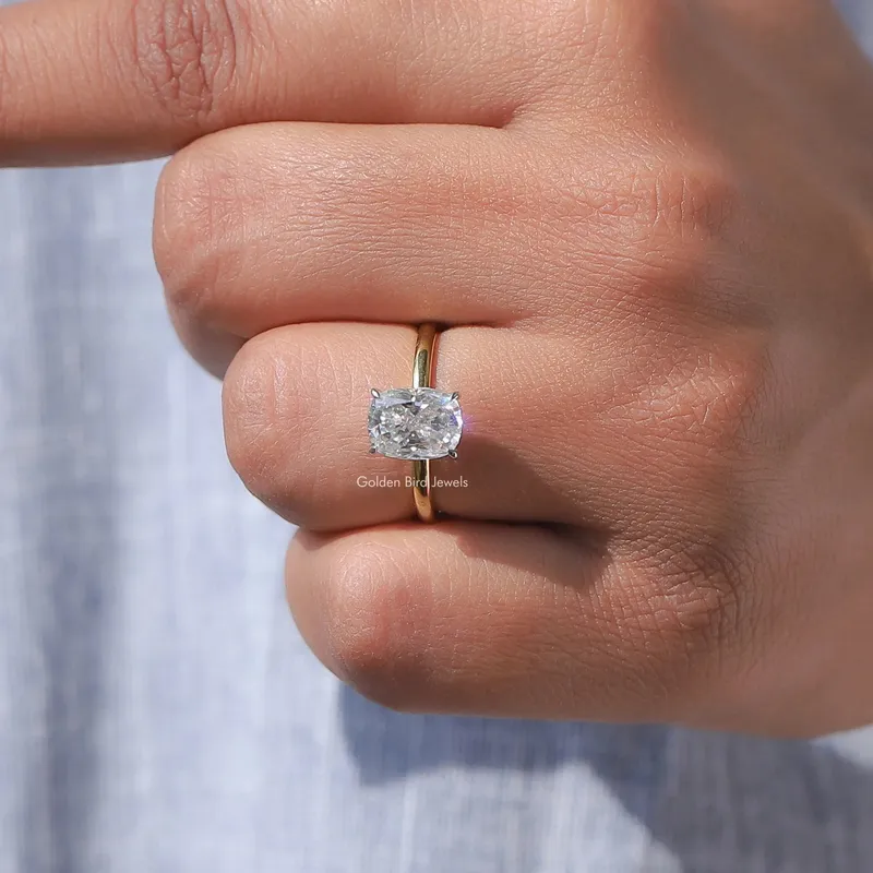 Elongated Cushion Cut Lab Diamond Solitaire Ring view 6