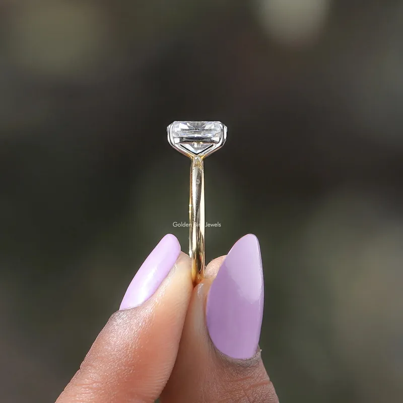 Elongated Cushion Cut Lab Diamond Solitaire Ring view 3
