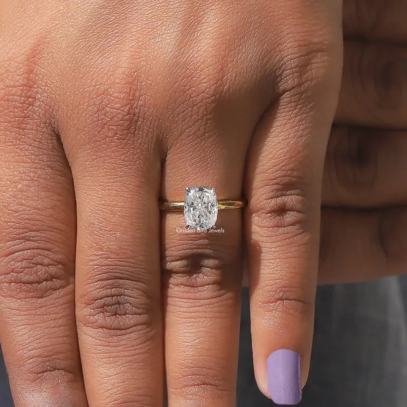 Elongated Cushion Cut Lab Diamond Solitaire Ring view 8
