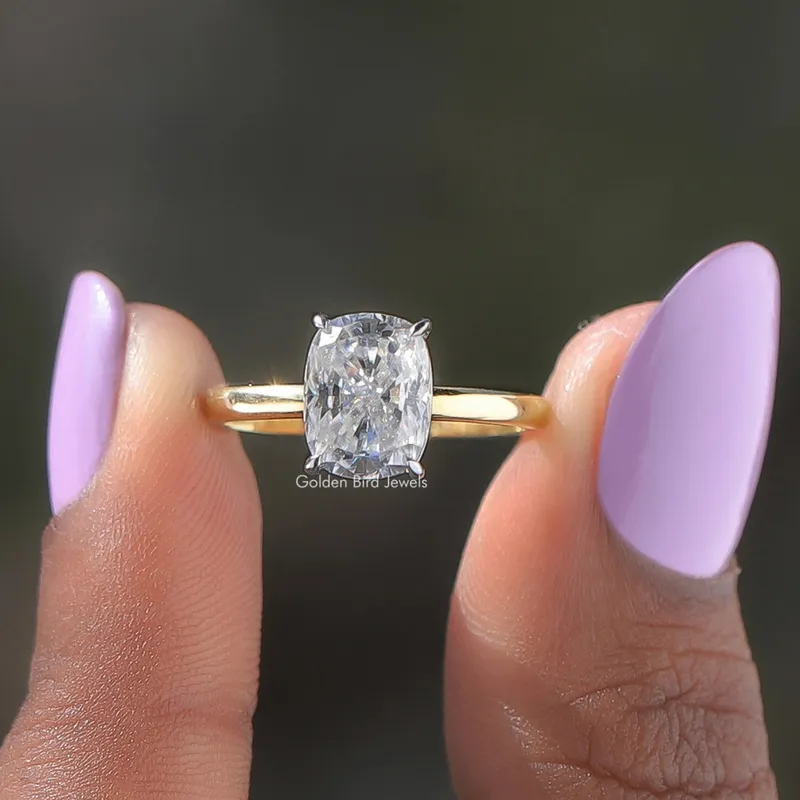 Elongated Cushion Cut Lab Diamond Solitaire Ring cushion cut engagement ring